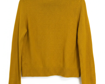 H&M Mustard Yellow Divided Crew Neck Knit Sweater