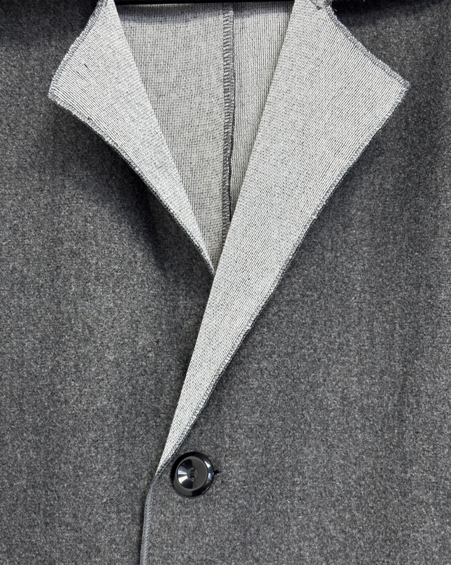 Grey Minimalist Oversized Mid-Length Coat