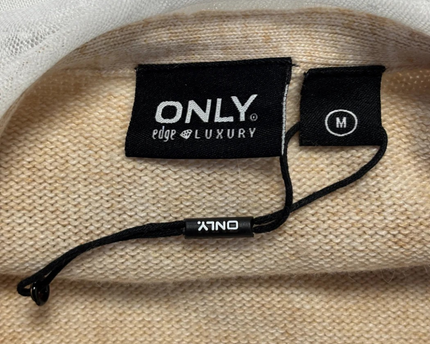 ONLY Beige Knit Cardigan with Delicate Lace Collar