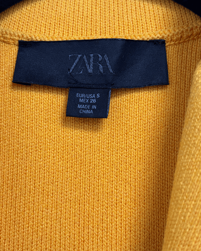 Zara Mustard Yellow Knit Buttoned Waistcoat Vest