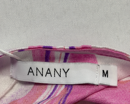 ANANY Pink Multi Marble Print V-Neck Ruffle Mini Dress