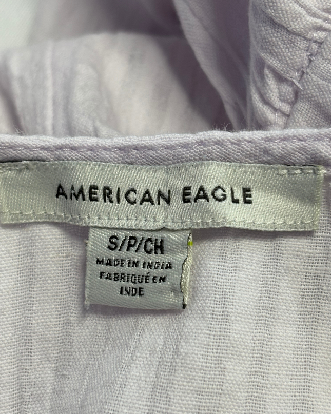 American Eagle Lavender Tie-Strap Cotton Linen Maxi Dress