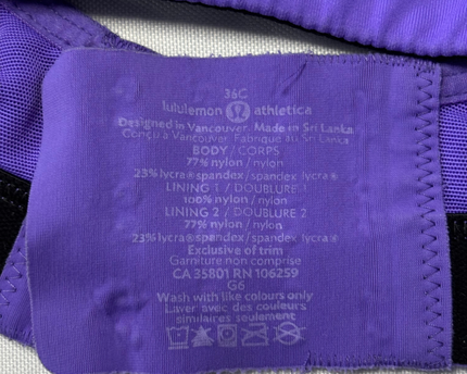 Lululemon Purple High Support Molded Cup Sports Bra