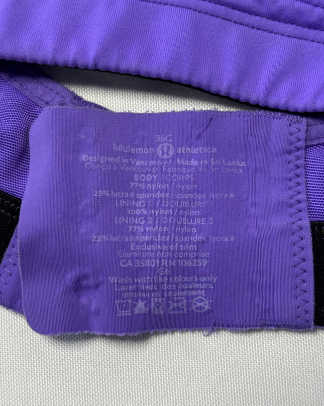 Lululemon Purple High Support Molded Cup Sports Bra