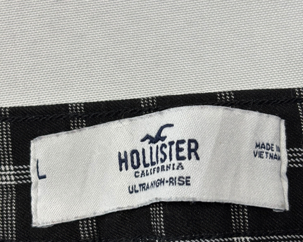 Hollister Black and White Plaid Ultra High-Rise Tapered Pants