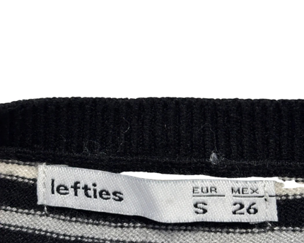 Lefties Black Striped Button-Down V-Neck Cardigan
