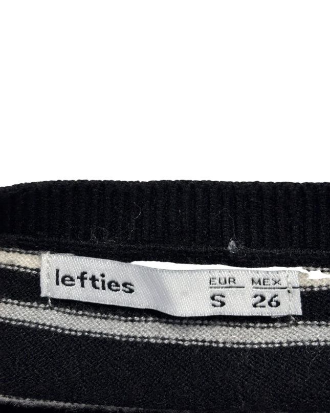 Lefties Black Striped Button-Down V-Neck Cardigan