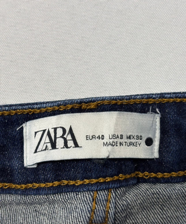 Zara Dark Blue Flare Leg High-Rise Jeans