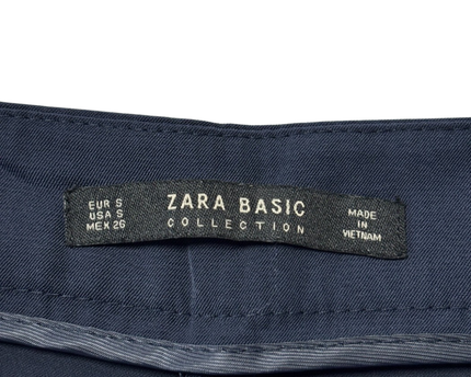Zara Basic Navy Blue Cropped Wide Leg Culotte Trousers