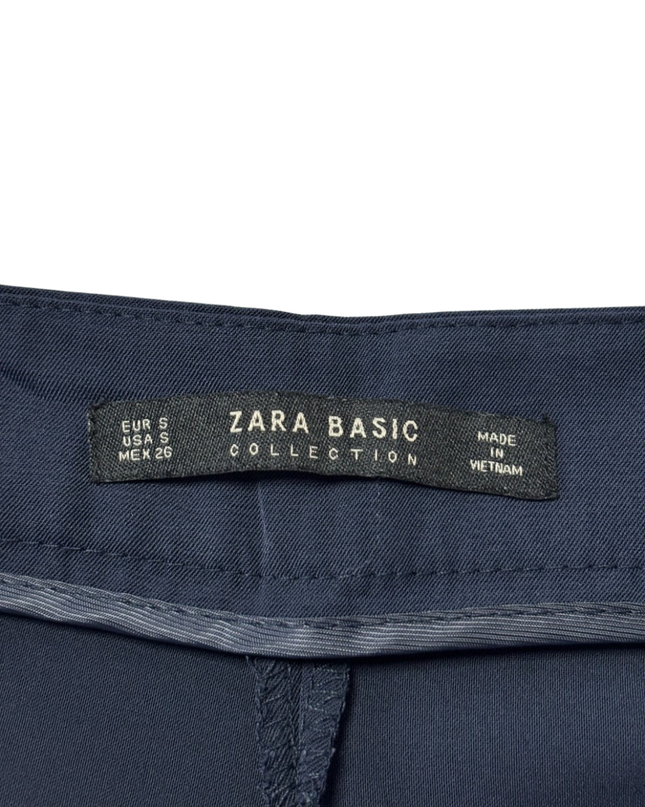 Zara Basic Navy Blue Cropped Wide Leg Culotte Trousers