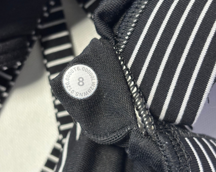 Lululemon Black and White Striped Graphic Cross-Back Sports Bra