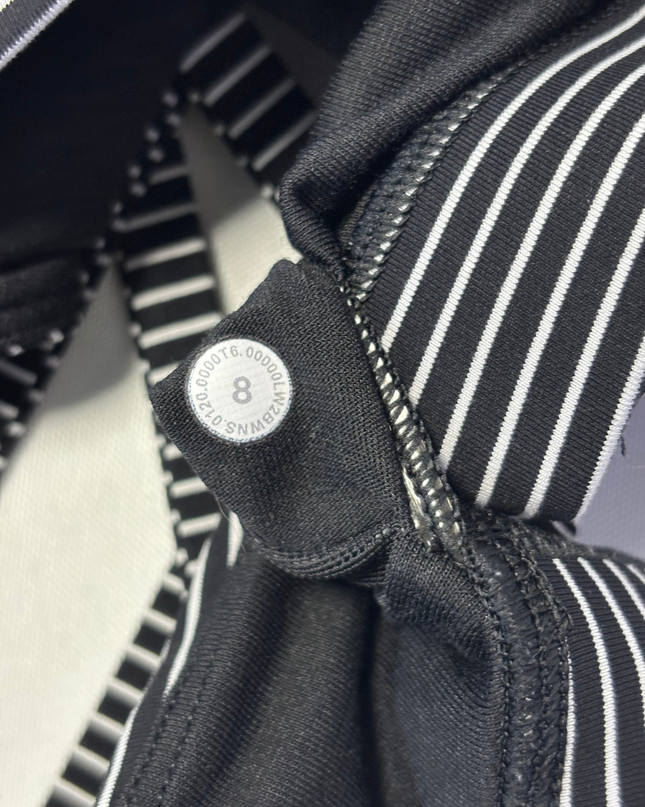 Lululemon Black and White Striped Graphic Cross-Back Sports Bra