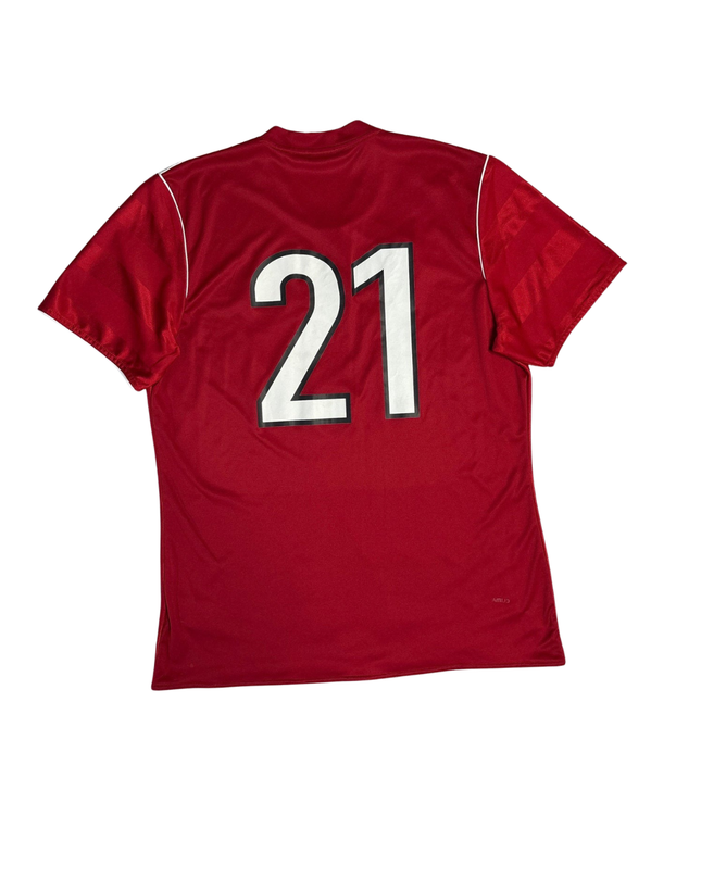 Adidas Red Three Stripes V-Neck Sports T-Shirt