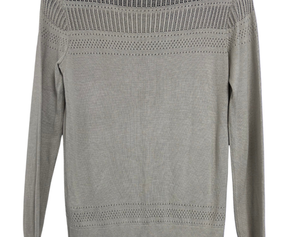 Banana Republic Grey Pointelle Knit Long Sleeve Sweater