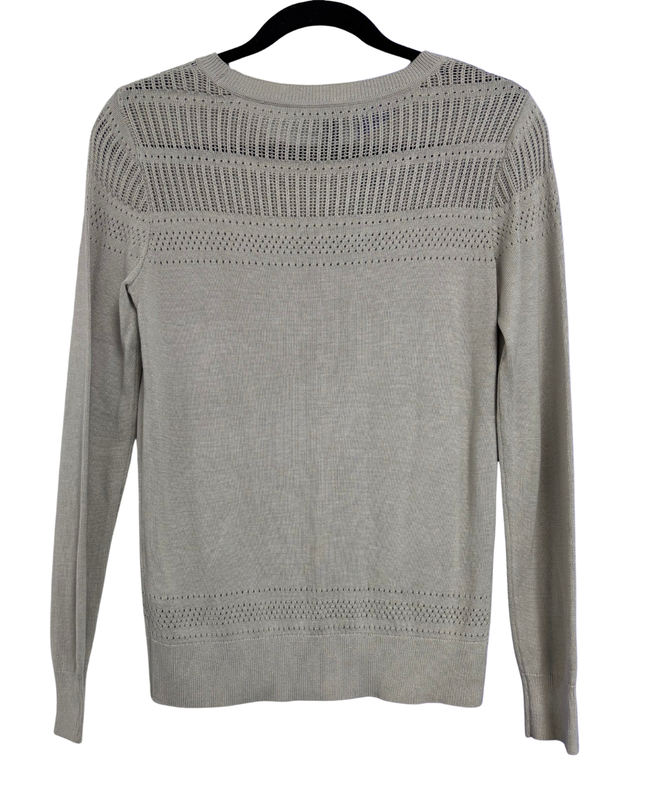 Banana Republic Grey Pointelle Knit Long Sleeve Sweater