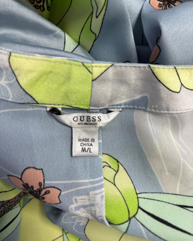 Guess Light Blue Floral Kimono Shrug