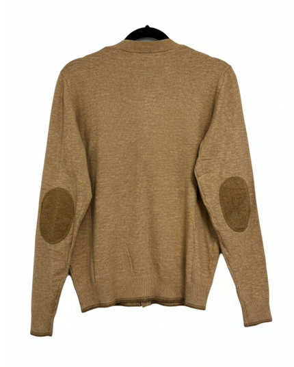 Ted Lapidus Tan Cashmere Silk Blend V-Neck Cardigan