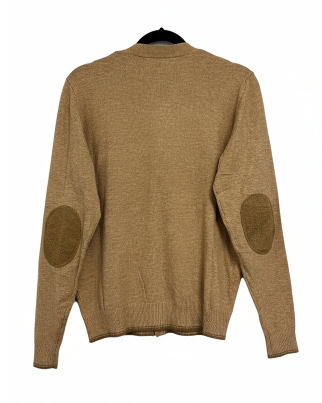 Ted Lapidus Tan Cashmere Silk Blend V-Neck Cardigan