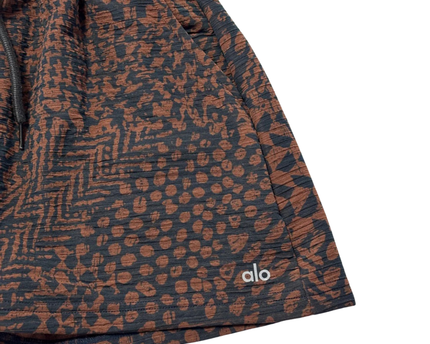 Alo Yoga Brown Patterned High-Waist Sweat Shorts