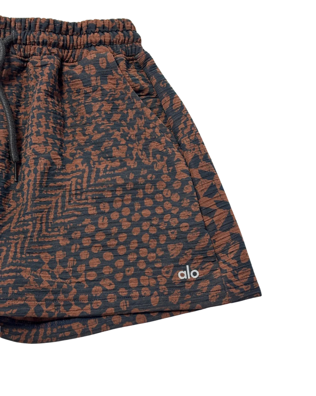 Alo Yoga Brown Patterned High-Waist Sweat Shorts