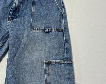 Pull & Bear Blue Carpenter Utility Wide Leg Jeans