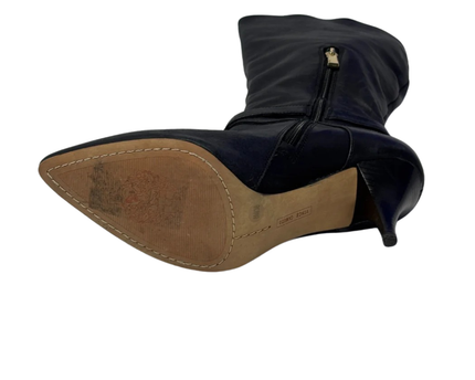 Vince Camuto Black Leather Pointed-Toe Heeled Boots