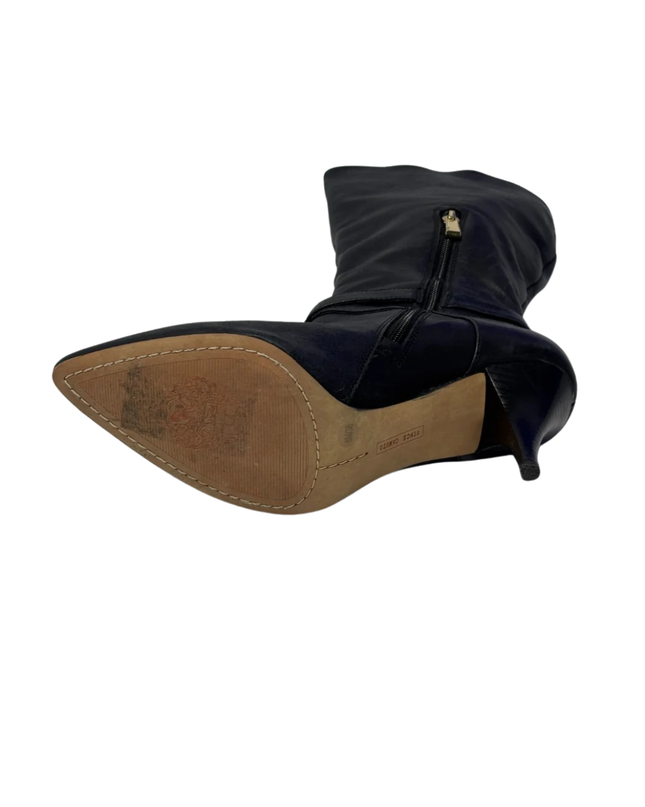 Vince Camuto Black Leather Pointed-Toe Heeled Boots