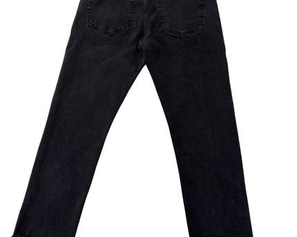 ZARA Black High-Rise Straight Leg Raw Hem Jeans