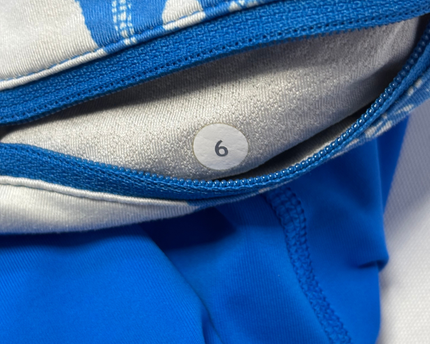 Lululemon Blue Patterned Waistband Ruched Crop Leggings