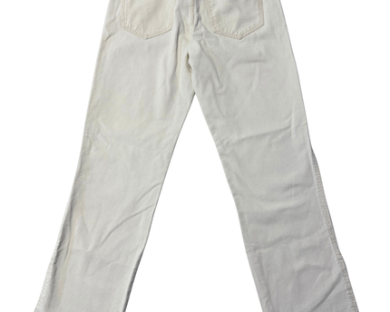 Zara White Straight Leg Frayed Hem Jeans