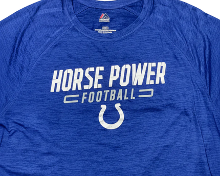 Majestic Blue Horse Power Football Performance T-Shirt