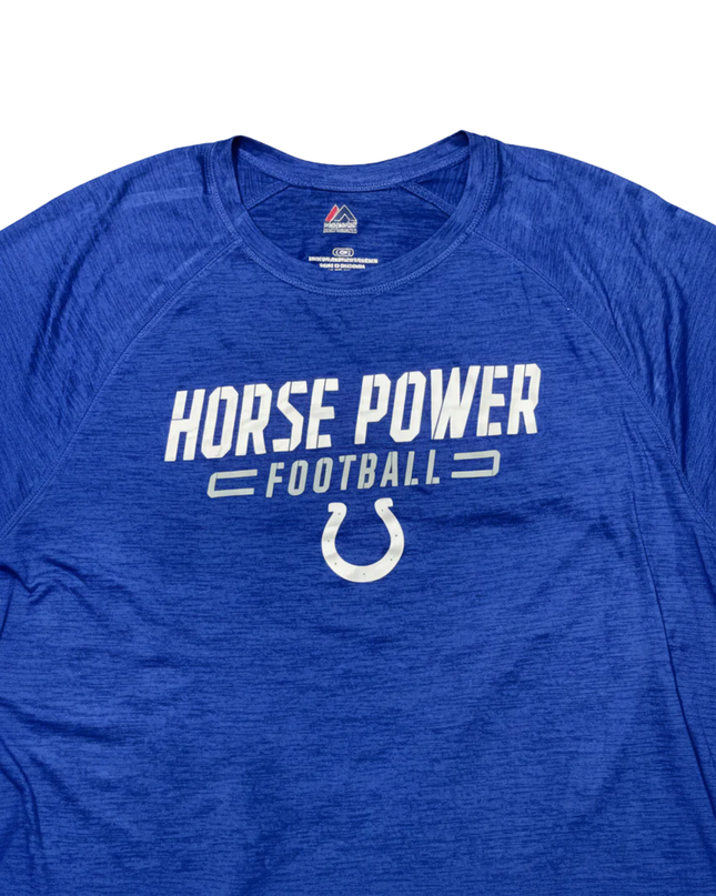 Majestic Blue Horse Power Football Performance T-Shirt