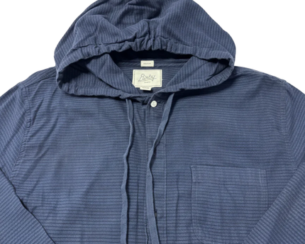Bixby Nomad Navy Blue Hooded Button-Down Shirt