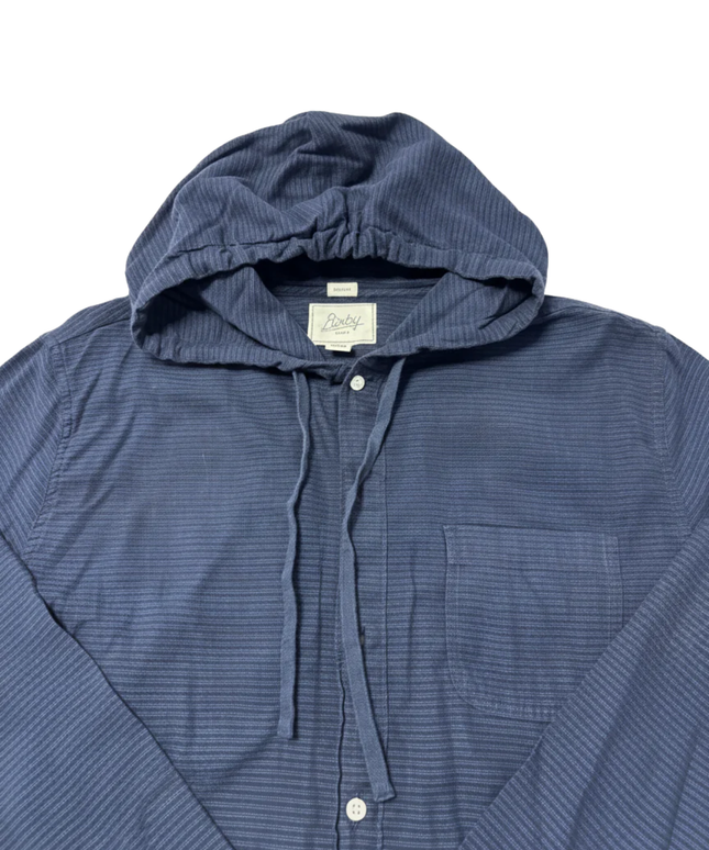 Bixby Nomad Navy Blue Hooded Button-Down Shirt