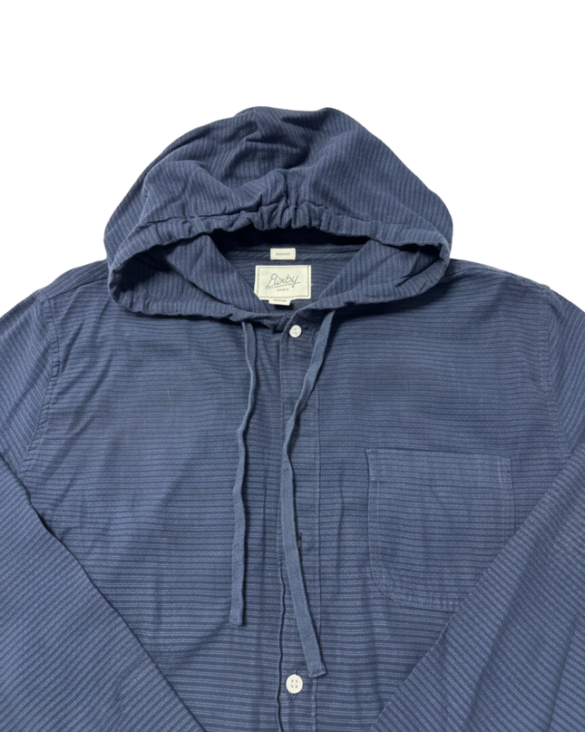 Bixby Nomad Navy Blue Hooded Button-Down Shirt
