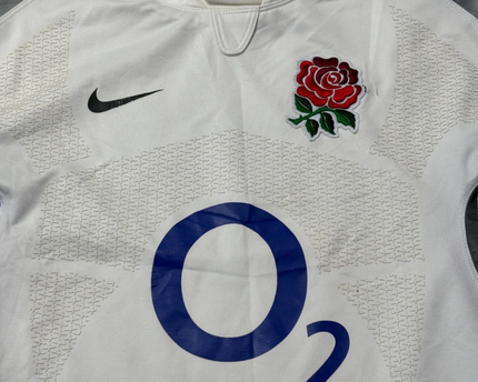 Nike White England Rugby O2 Authentic Home Jersey