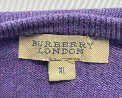 Burberry Purple Striped Scoop Neck Knit Sweater