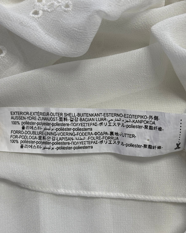 Zara White Embroidered Eyelet Peplum Blouse