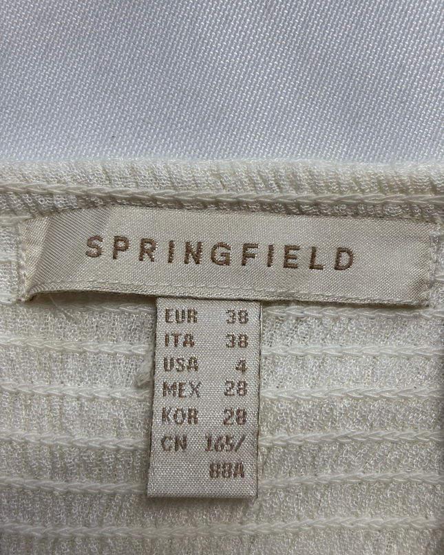 Springfield White Smocked Boho Maxi Dress