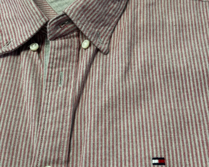 Tommy Hilfiger Red/White Striped Slim Fit Long Sleeve Shirt