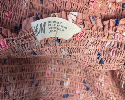 H&M Pink Floral Smocked Bodice Tiered Dress