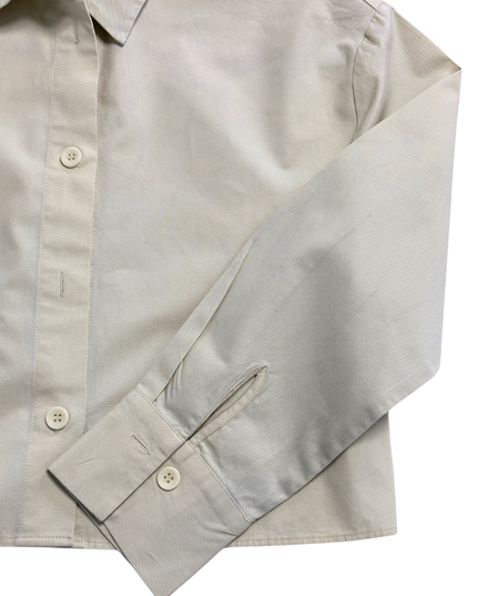 MNG Stone Beige Box Pleat Structured Cropped Shirt