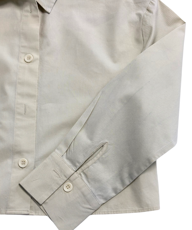 MNG Stone Beige Box Pleat Structured Cropped Shirt