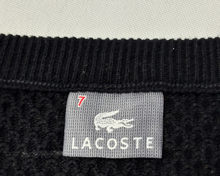 Lacoste Black V-Neck Waffle Knit Sweater