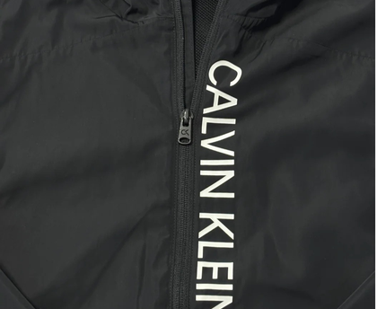 Calvin Klein Black Performance Hooded Windbreaker Sports Jacket