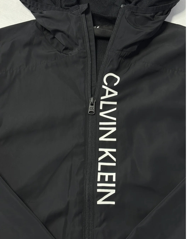 Calvin Klein Black Performance Hooded Windbreaker Sports Jacket