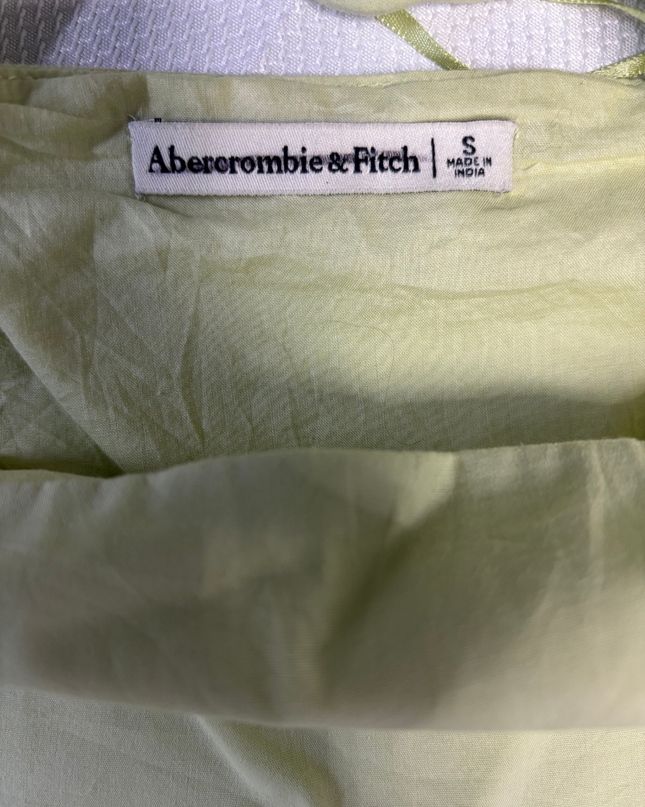Abercrombie & Fitch Pale Green Puff Sleeve Peplum Top