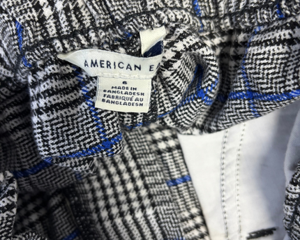 American Eagle Black, White and Blue Plaid Shorts