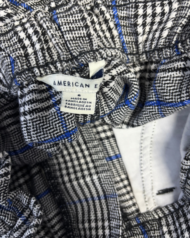 American Eagle Black, White and Blue Plaid Shorts