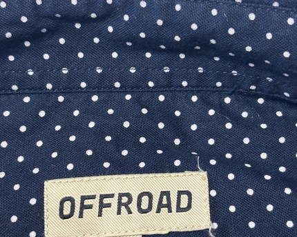OFFROAD Navy Blue Polka Dot Long Sleeve Button-Down Shirt